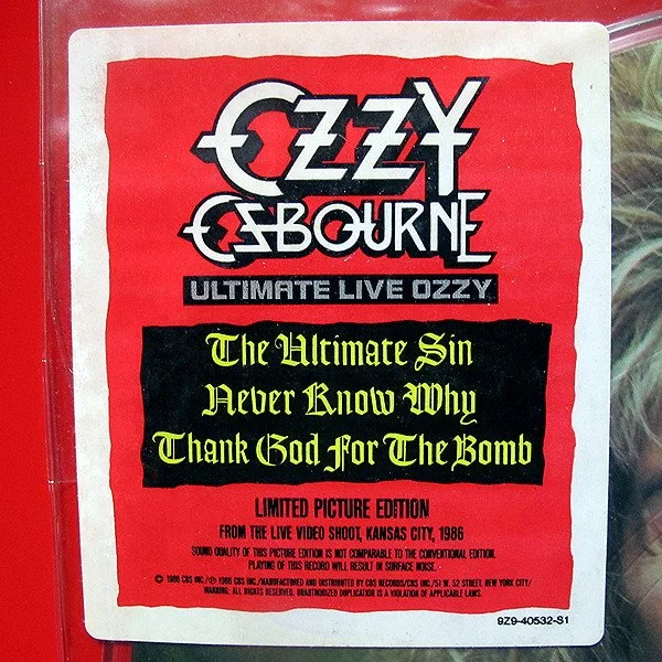 Ozzy Osbourne: Ultimate Live Ozzy Picture Disc — Cerphe's Indie